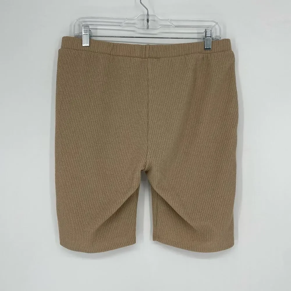 Fashion Nova Ribbed Brown Bike Short Size 1X